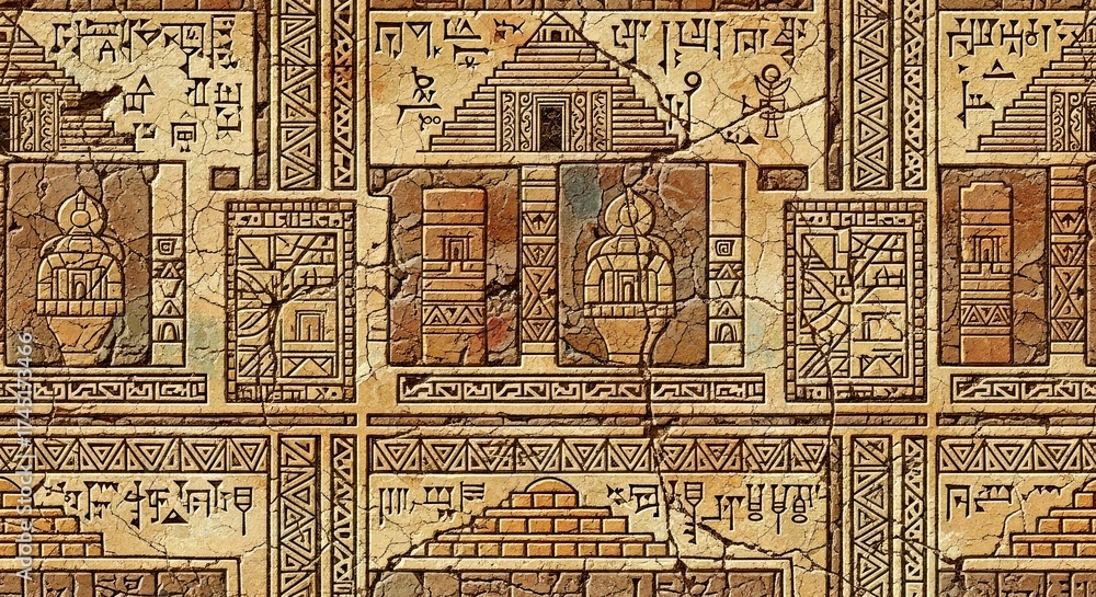 Obraz premium Seamless pattern with a realistic sandstone texture inspired by the ancient stone tablets of Mesopotamia