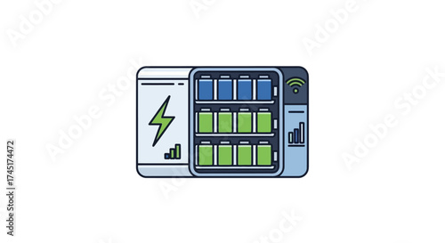 Modern battery swapping station illustration for electric vehicle power upgrade concepts