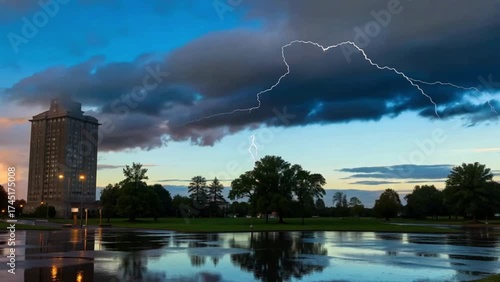 Lightning over mountains, stormy sky drama, nature’s raw power, electrifying wilderness view