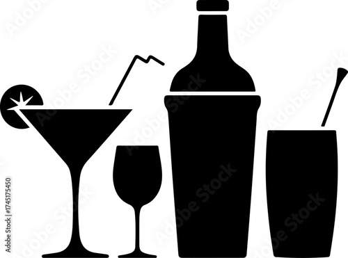 cocktail set silhouette vector illustration