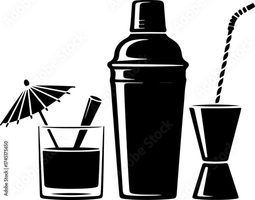 cocktail set silhouette vector illustration