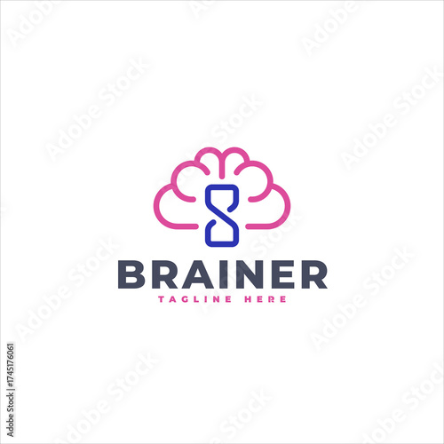 Creative Brain And Hourglass Combination Logo Template