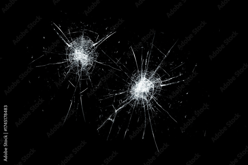 Fototapeta premium Broken Glass on Black Background – Shattered Texture