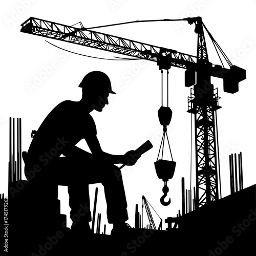 Crane Operator Silhouette Vector
