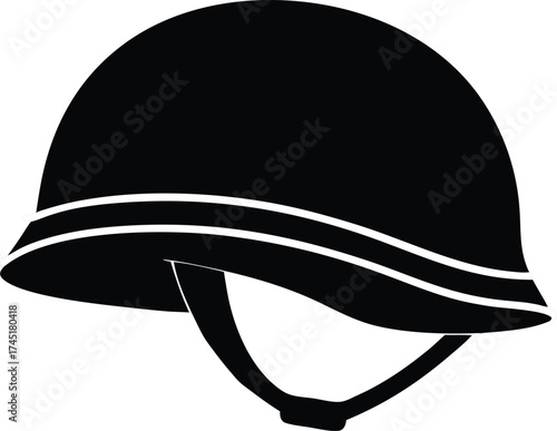 military helmet icon, protective headgear symbol
