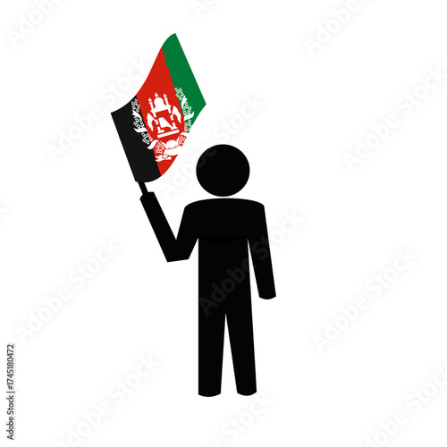 afghanistan civilian human icon holding afghanistan flag identity.eps