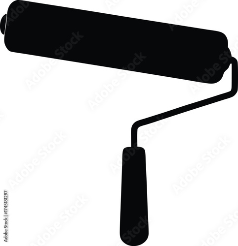 paint roller silhouette vector, construction tool illustration