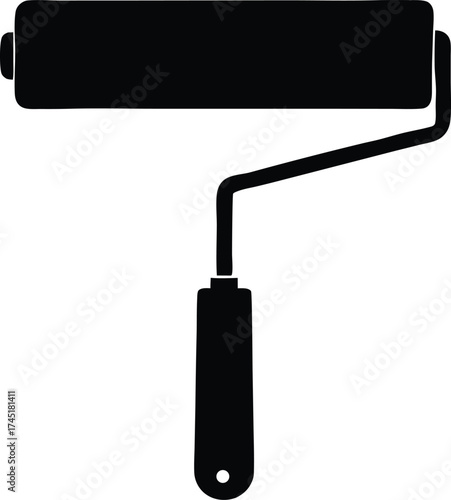 paint roller silhouette vector, diy tool illustration