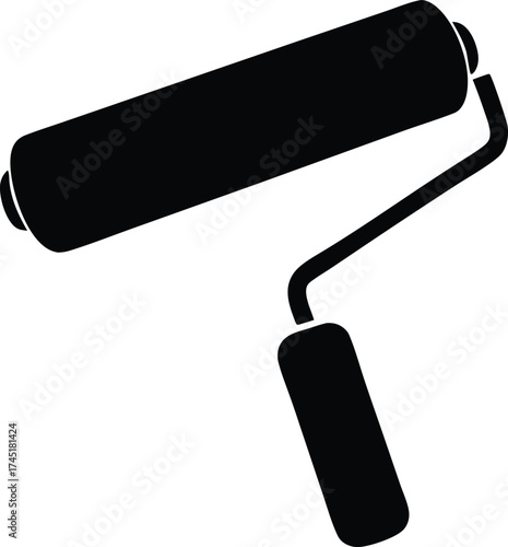 paint roller silhouette vector, decorating tool illustration