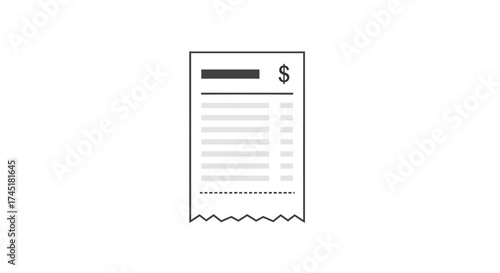 Minimalist graphic of a receipt with dollar sign offers simplified financial tracking solution