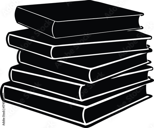 stack of books silhouette vector, reading books illustration