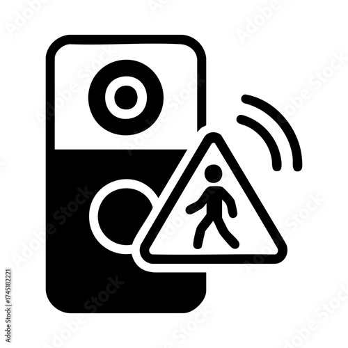 Smart doorbell icon with motion detection alert signal