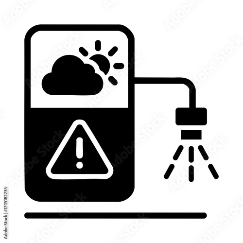 Smart irrigation icon with weather sensor and alert symbol