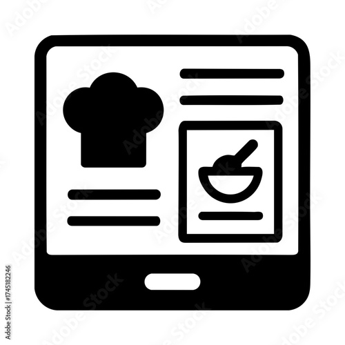 Smart kitchen display icon with recipe assistant interface