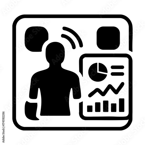 Smart health monitoring system icon with user analytics