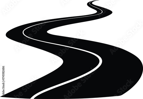 winding road symbol, highway route icon