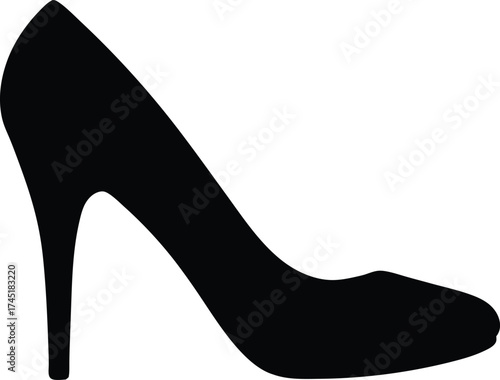 high heel silhouette vector, fashion footwear illustration