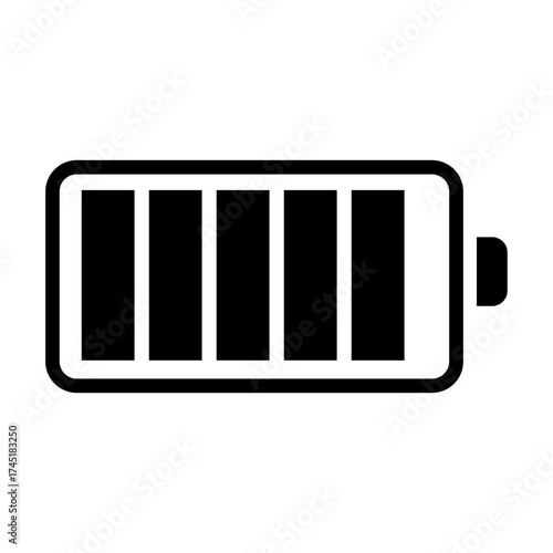 Full battery level indicator vector icon | Full charge status symbol for device interface and technology graphics
