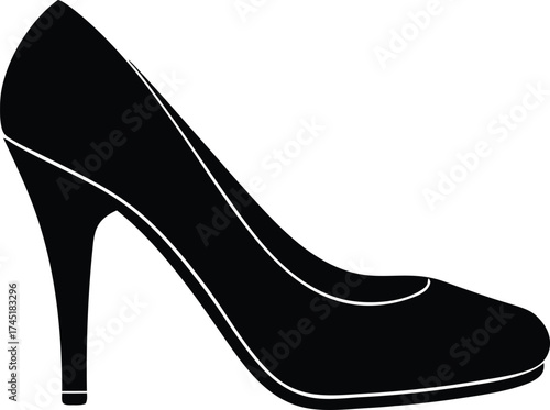 high heel silhouette vector, formal shoe illustration