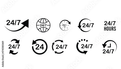 24 7 Customer Support icon set vector.