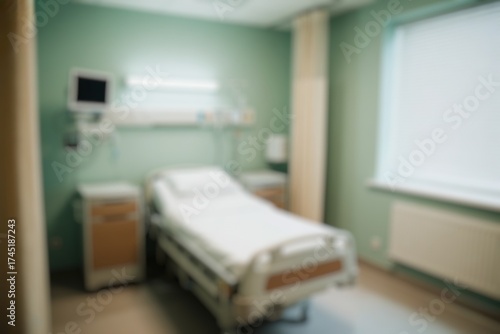 Hospital room with beds and comfortable medical equipped in a modern hospital-blurred