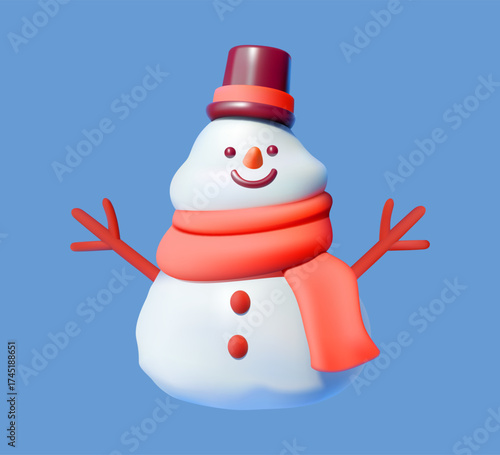 Snowman 3D vector icon