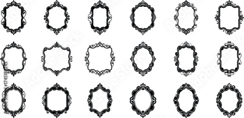 Vector art of elegant collection of rectangular vintage frames