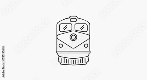 Simple line art icon of a classic train locomotive front view.