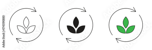 Leaf Cycle Circle Line Icon. Vector icon set for leaf cycles