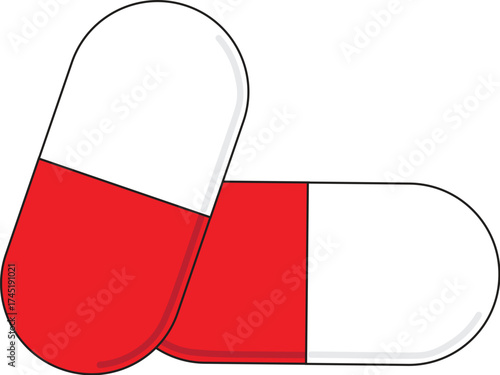 Red and White Capsule Medicine Icon

A clean and simple red and white capsule medicine icon vector illustration on a white background.