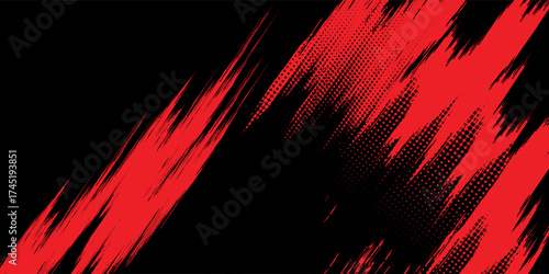 Grunge texture effect background. Distressed rough dark abstract textured. Black isolated on red.