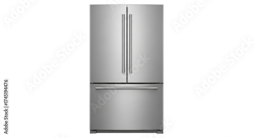 Isolated French door refrigerator with freezer drawer, a stainless steel kitchen appliance