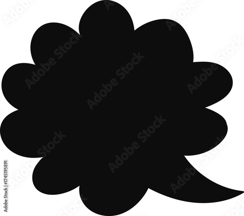 Black thought speech bubble indicating dialogue or conversation