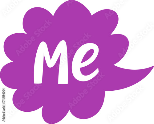 Purple speech bubble communicating personal identity concept