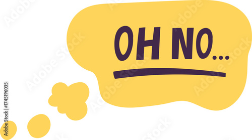 Thought bubble showing handwritten OH NO... Text