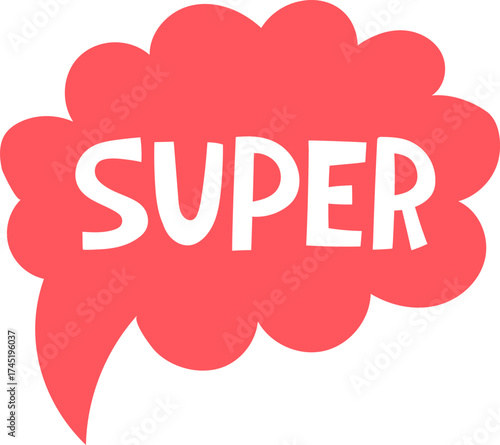Super word in red comic style speech bubble