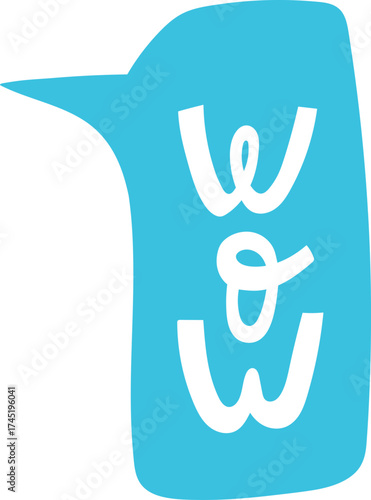 Blue speech bubble displaying word wow illustration