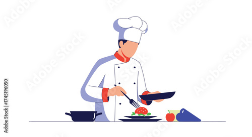 Professional chef preparing a vibrant salad with fresh ingredients and culinary skill