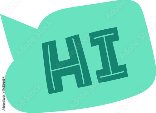 Green speech bubble showing HI greeting message