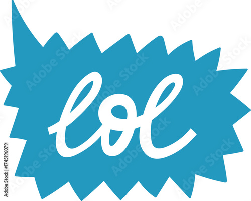 Internet acronym lol in blue speech bubble