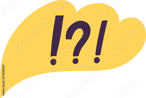 Speech bubble showing question and exclamation marks