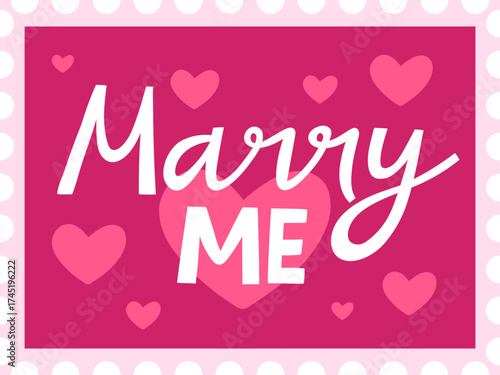 Marry Me words in pink hearts wedding proposal