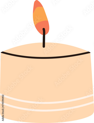 Burning candle flame light flat design illustration