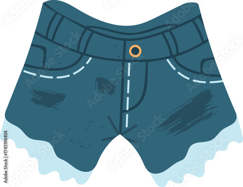 Denim shorts cutoffs garment flat vector design