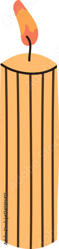 Burning striped candle lighting the darkness vector illustration