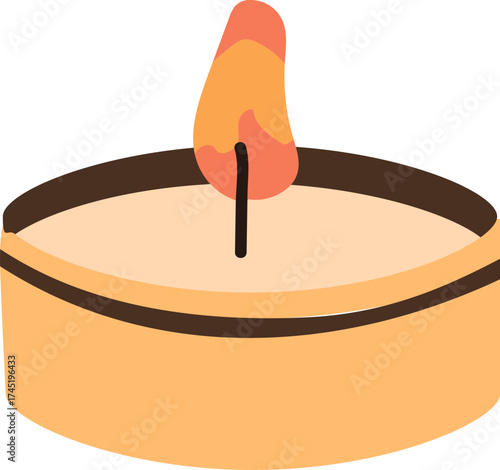 Tealight candle burning with a warm flame