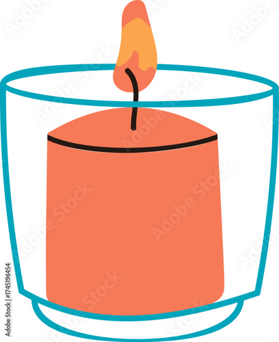 Burning candle in glass jar for relaxation
