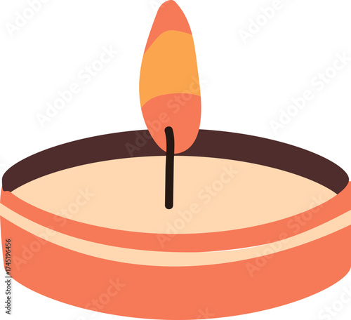 Tealight candle burning flame emitting light