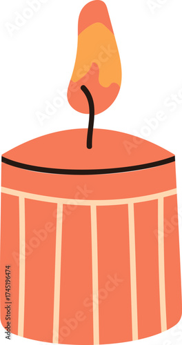Burning candle icon creating cozy warm festive atmosphere
