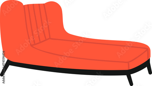 Red chaise lounge modern furniture for therapy or relaxation